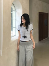 メルティング シアー レイヤード ハーフスリーブTシャツ