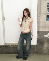 Lowrise tan straight denim pants