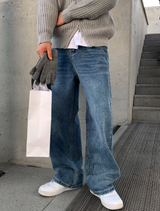  Lebey Daily Back Banding Wide Denim Pants
