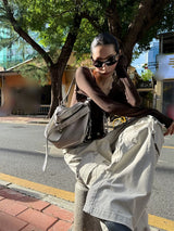 Multi-Pocket Jeans Wide Casual Pants