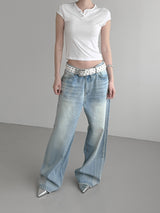 Lien Eyelet Henley Neck Open Crop Top