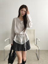 Deep drape scarf blouse