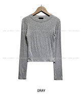 [U-BASIC] Soft Ribbed Round Crop Long Sleeve