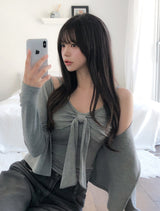 Simone Tie Ribbon Cardigan Set