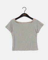 ストライプオフショルダー半袖Tシャツ