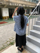 [unisex] Module Loose-Fit Check Short Sleeve Shirt