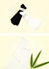 [3PACK] 1507 Basic Trouser Bamboo Knee Socks - Ivory/Black