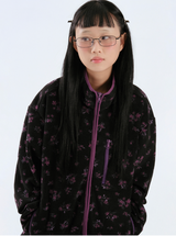 flower fleece jacket (black)