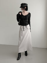 Et Pocket Belt Cotton Long Skirt