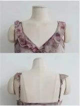 SMOKEY MAUVE FLORAL RUFFLE DRESS
