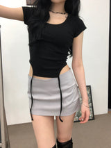 ピンタックミニサテンスカート