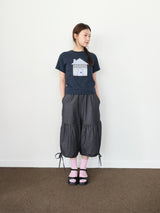 shirring bermuda denim pants