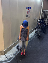 ライトブルースリークウォーターカプリバミューダワイドデニムパンツ