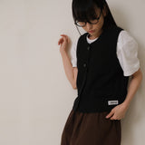 Black Tweed Button Vest