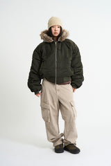 Flight padding fur hood jumper