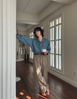 Leroy cutting denim shirt