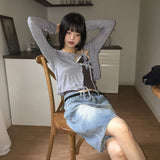 Turrat フリルウェーブシースルーリボンストラップカーディガン