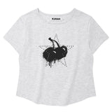 メルティングチェリープリンテッドクロップTシャツ【グレー】