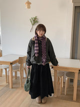 Pivot Flower Corduroy Banding Long Skirt