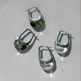 [925silver] カーブドストーンピアス(2color)