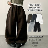 [short, basic, long choice*] high banding side incision コットンワイドパンツ
