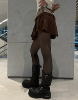 Corduroy pleated skirt belt set