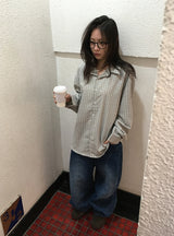 [unisex] シルミチェック長袖シャツ