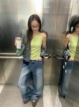 Bahiu Washing Wide Denim Pants