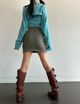 (BOLERO KNIT & KNIT TANK SET!) セミダメージアシンメトリーニットセット - 3 COLOR