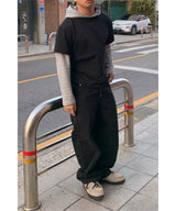 Pinter button fly curved cotton pants