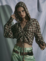 CHECK SHIRRING BLOUSE