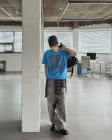 Grain Stud Washed Wide Denim Pants