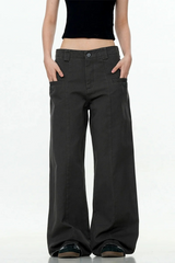 Cement Gray Straight Cargo Pants