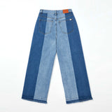 3RD REORDER TWO-TONE CONTRAST DENIM PANTS code 25006