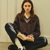 Always Cable V-neck Knit_3Color