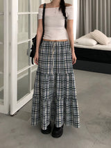 Checkered Long Skirt (2color)