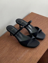 BASIC TOE OPEN SATIN SANDAL HEEL (2COLORS!)
