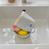 classic pouch_stripe ivory denim