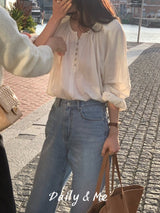 Round shirring blouse (2color)
