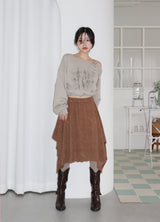 ナンバーTシャツレースバンディドニットアンバランススカート