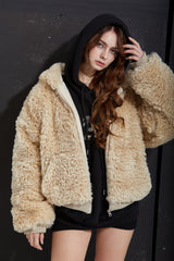FUR ZIP-UP -BEIGE