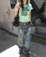 Mint lettering crop T