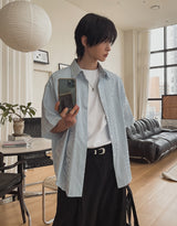 アンプルストライプハーフシャツ