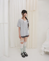 TEA DIARY V-NECK TOP / GREY