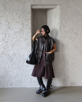 leather oversized fit vest jacket