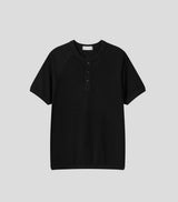 (Muscle Fit) Loop Henley Neck Ribbed Short Sleeve