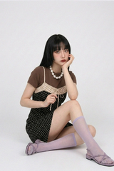 ドット コンビ ミニドレス