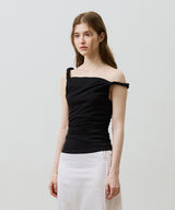 COS TWISTED SHIRRLING TOP / BLACK