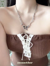 [IVE Leeseo, Purplekiss Dosie Pick!](S.Steel) ブラックバターハートネックレス