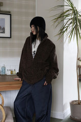 Suede patch denim pants